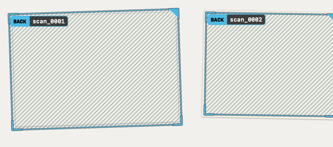 Two back-side regions on the bed with cyan dashed outlines, hatched fill, folded corners, and BACK keycaps on their name chips