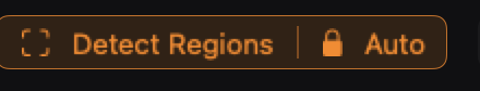 The Detect Regions control in the toolbar with its Auto lock lit amber