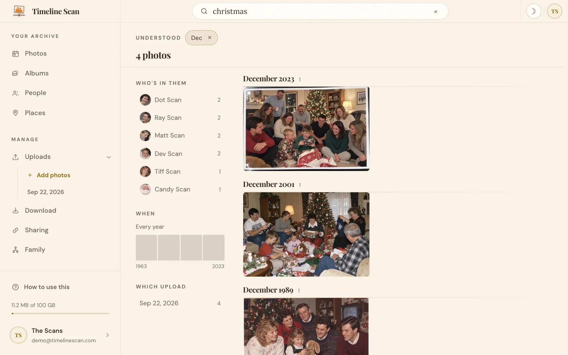 Search results for christmas, a grid of the photos that matched