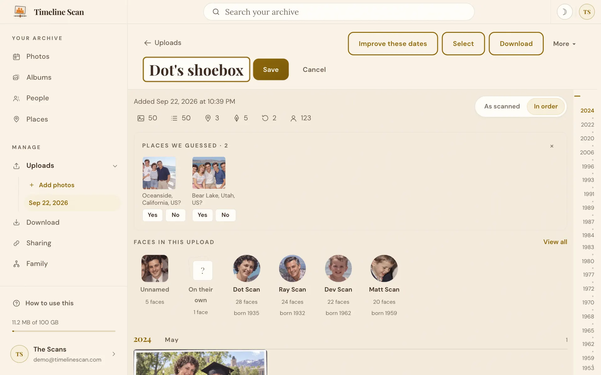 The title field holding Dot's shoebox with a Save button